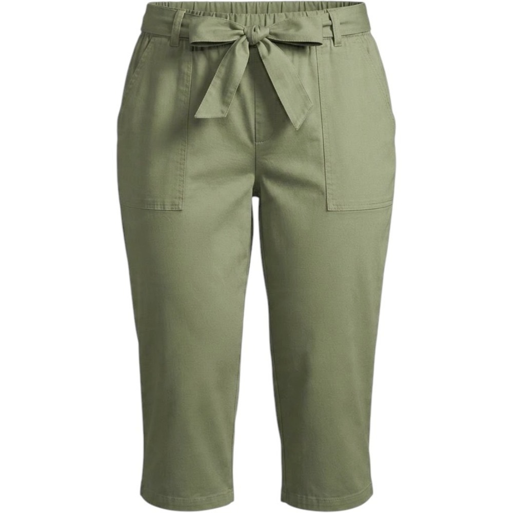 Wms Plus 3X Cropped Utility‎ Pants Olive Green Paperbag Waist Gorpcore Utility